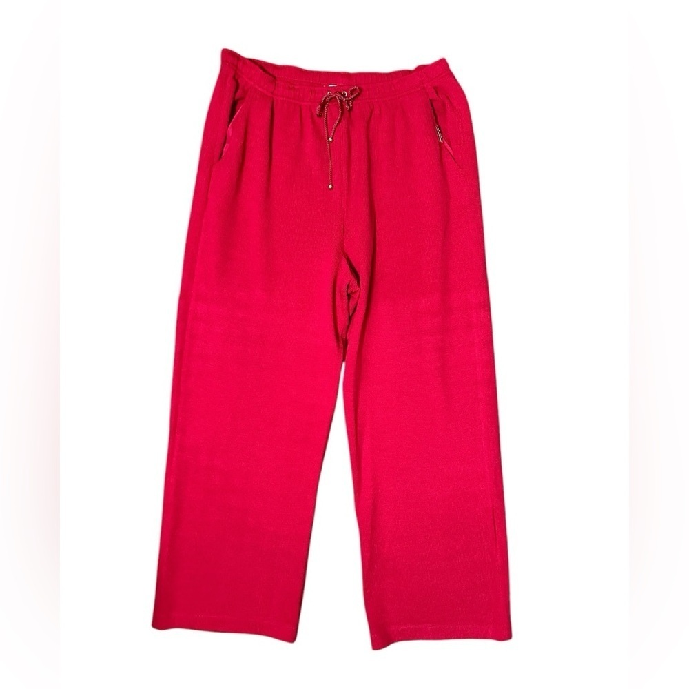 St. John Collection Pink/Red Knit Wide Leg Pants Size M